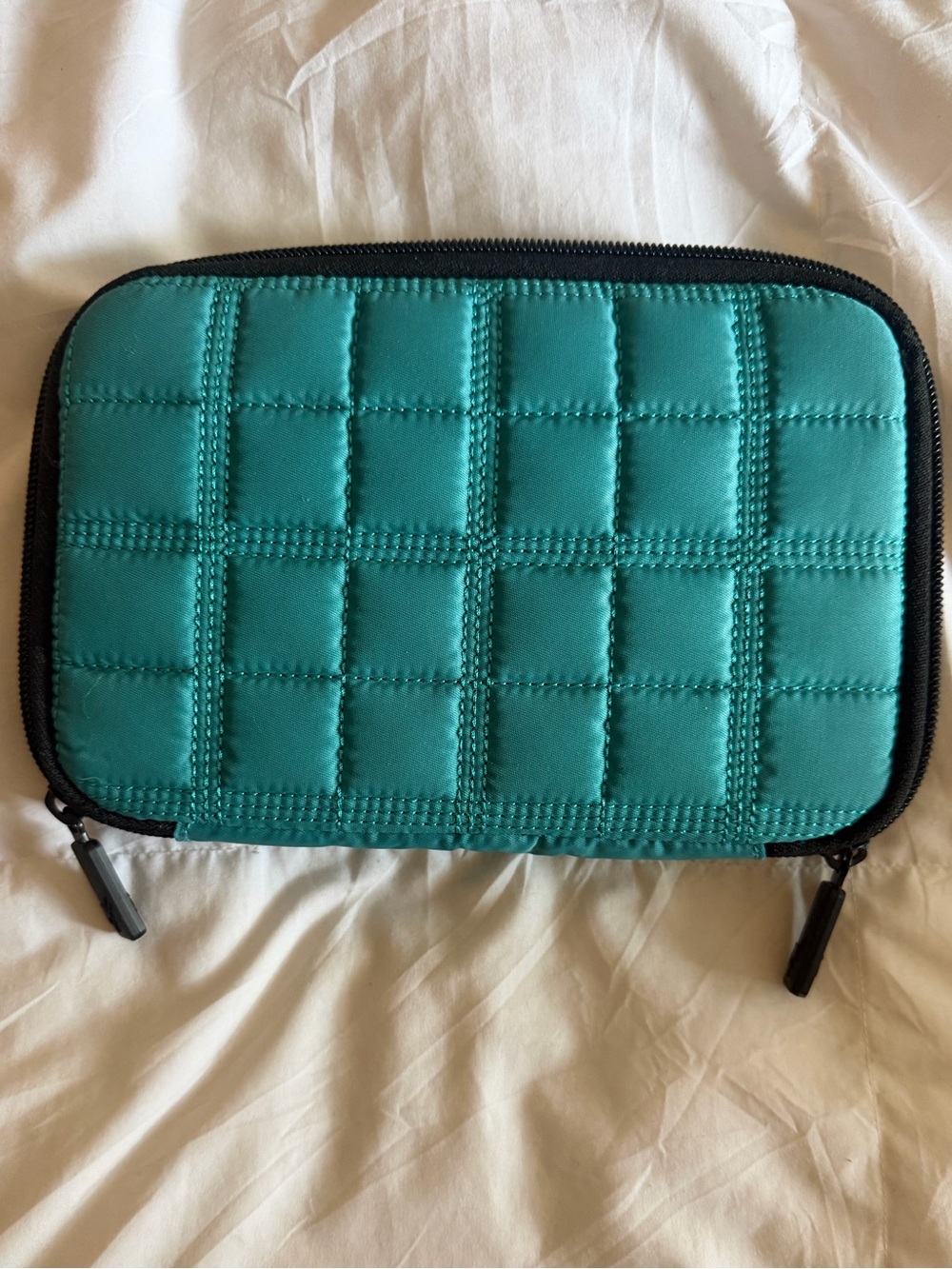 Teal Quilted Protective Zip Pouch for Tablets and Essentials
